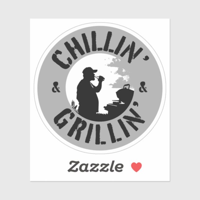 Chillin’ & Grillin’ Schwarze Briefmarke Aufkleber (Blatt)