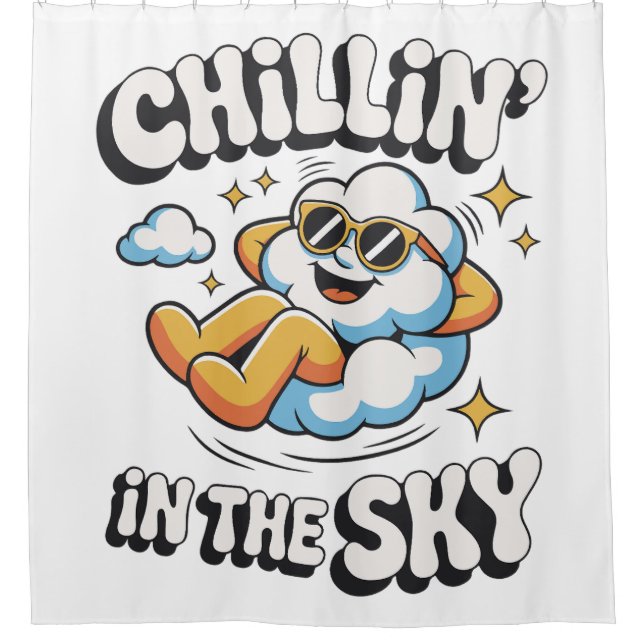 Chillin' in Sky Fun Cloud Design Duschvorhang (Vorderseite)