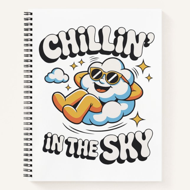 Chillin' in Sky - Fun Cloud Design Spiral Notizbuch (Vorderseite)