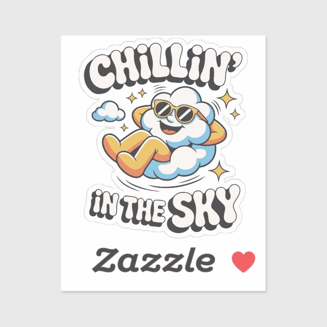 Chillin' in Sky Niedlich Cloud Design for Fun Summ Aufkleber (Blatt)