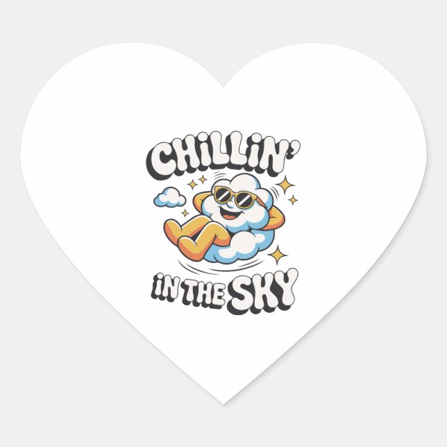 Chillin' in Sky Niedlich Cloud Design for Fun Summ Herz-Aufkleber (Vorderseite)