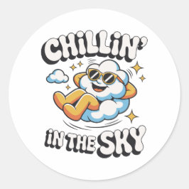 Chillin' in Sky Niedlich Cloud Design for Fun Summ Runder Aufkleber