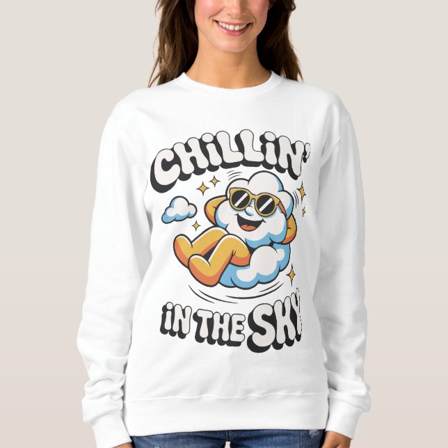 Chillin' in Sky Retro Cloud Design für den Sommer Sweatshirt (Vorderseite)