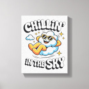 Chillin' in the Sky - Relaxte Cloud Retro Imitats Leinwanddruck