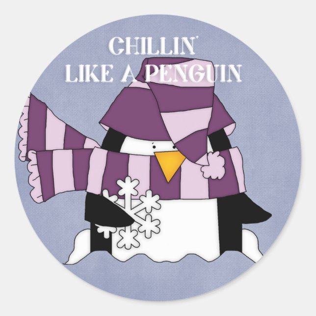 Chillin' like a Penguin Runder Aufkleber (Vorderseite)