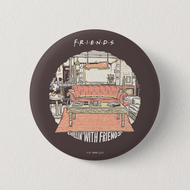 Chillin' mit FRIENDS™ Cartoon Button (Vorderseite)