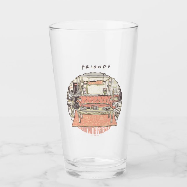 Chillin' mit FRIENDS™ Cartoon Glas (Vorderseite)