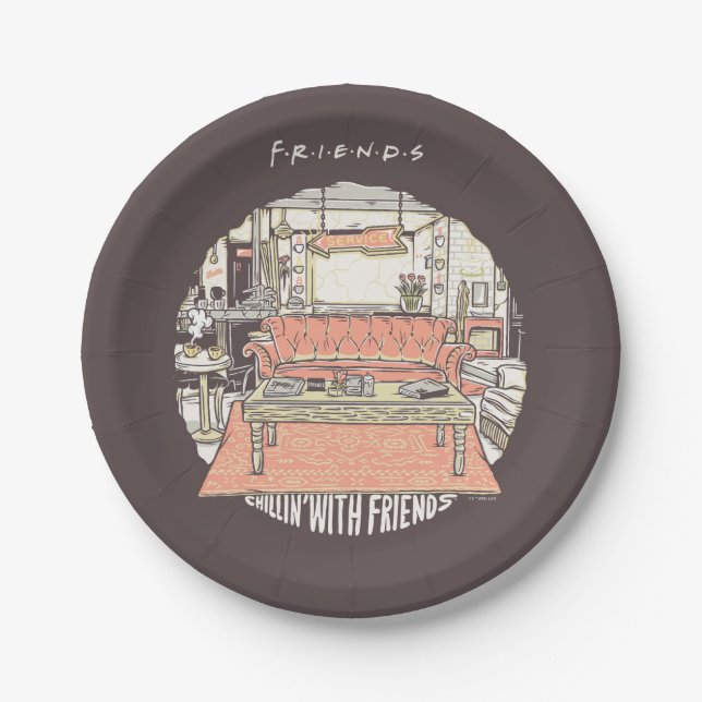 Chillin' mit FRIENDS™ Cartoon Pappteller (Vorderseite)