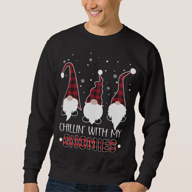 Chillin mit meinen Gnomen Buffalo Karierter Gnome  Sweatshirt (Vorderseite)