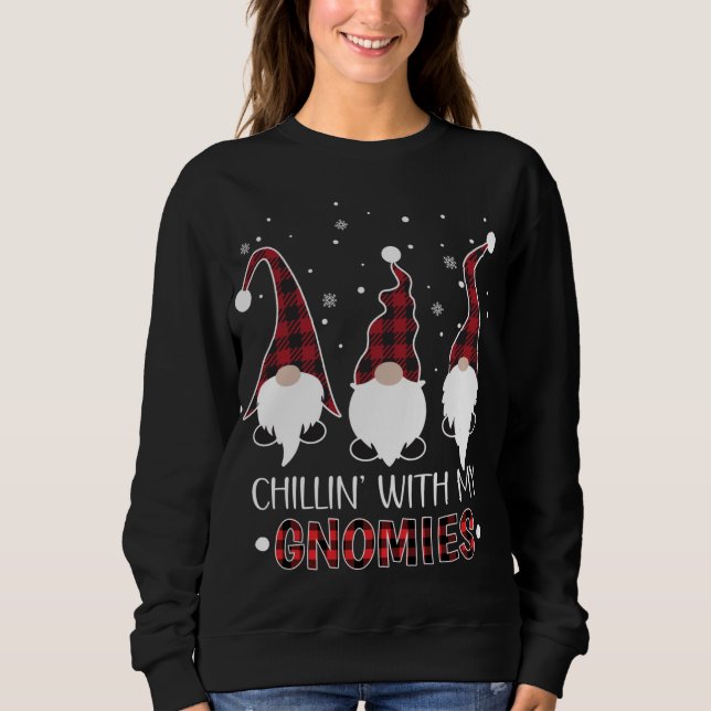 Chillin mit meinen Gnomen Buffalo Karierter Gnome  Sweatshirt (Vorderseite)