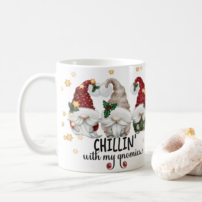 Chillin mit meinen Gnomen Niedlich Weihnachten Kaffeetasse (Mit Donut)