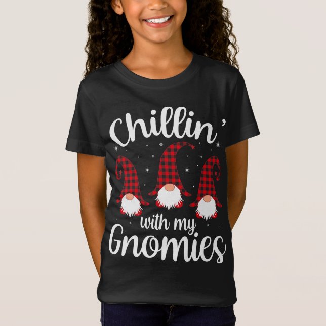 Chillin' mit meinen Gnomies Buffalo Red Kariert Ch T-Shirt (Vorderseite)
