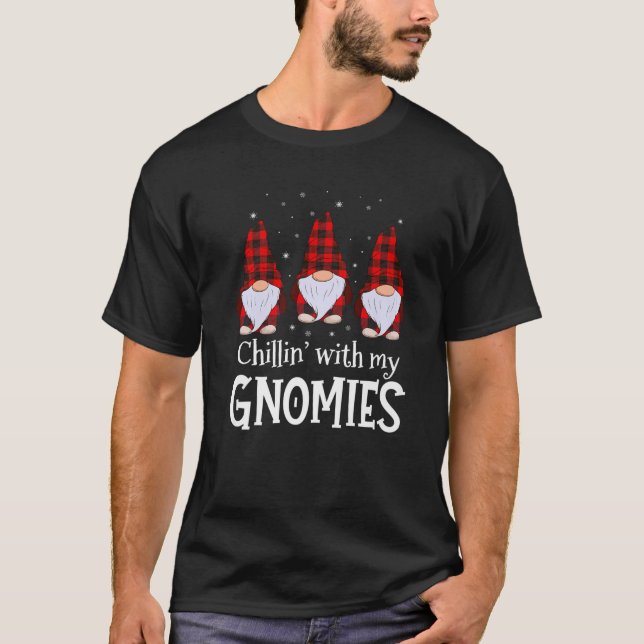 Chillin' mit meinen Gnomies Buffalo Red Kariert Ch T-Shirt (Vorderseite)