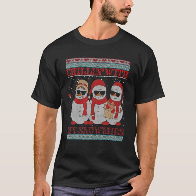Chillin' mit meinen Schneemännern hässlich Weihnac T-Shirt (Vorderseite)