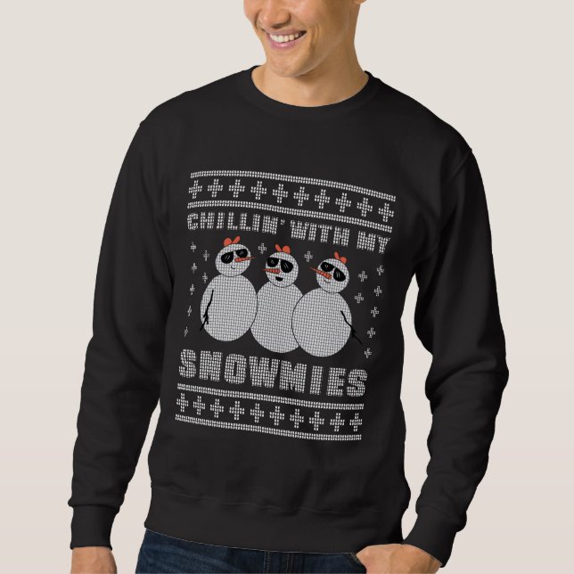 Chillin mit meinen Schneemassen - Weihnachts-Ugly- Sweatshirt (Vorderseite)