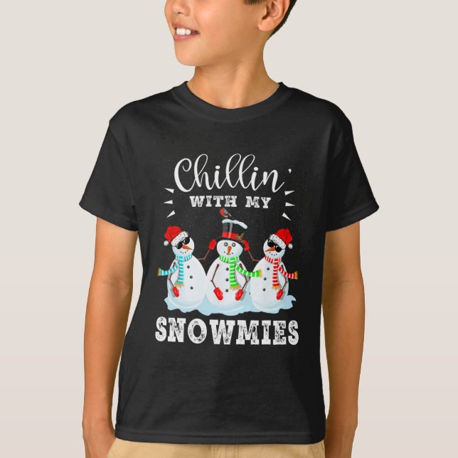 Chillin mit meinen Snowmies Funny Christmas T-Shirt (Vorderseite)