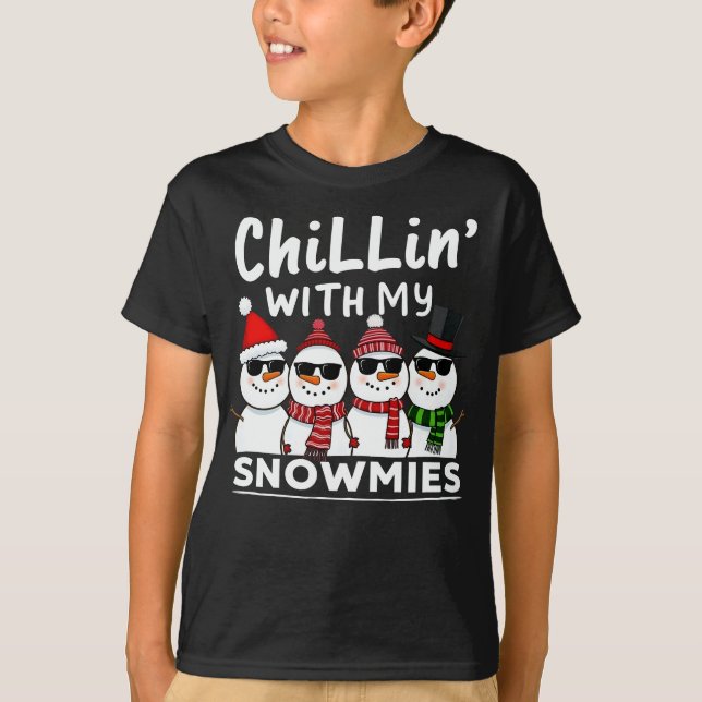 Chillin' mit meinen Snowmies Funny Snowman Weihnac T-Shirt (Vorderseite)