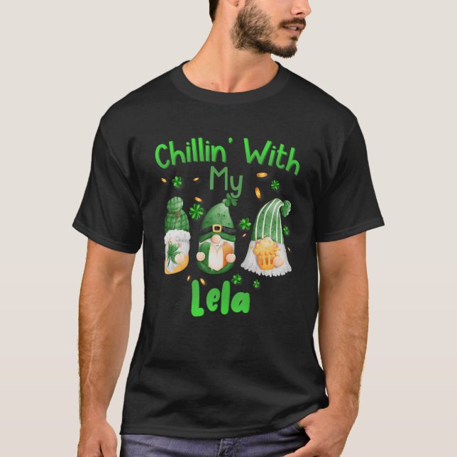 Chillin mit meiner Lela Green Kariert Gnomes St Pa T-Shirt (Vorderseite)