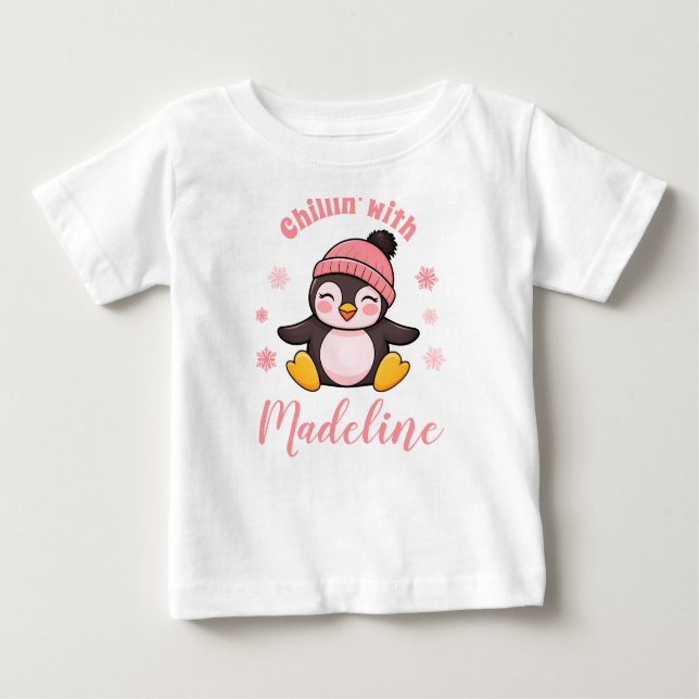 Chillin mit Namen Niedlich Pinguin Baby T-shirt (Vorderseite)