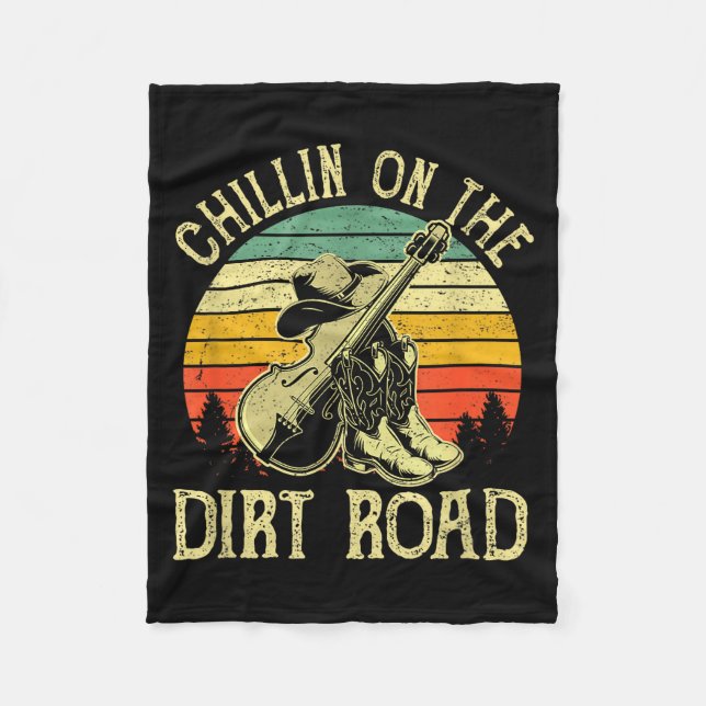 Chillin On The Dirt Road Western Life Rodeo Countr Fleecedecke (Vorderseite)
