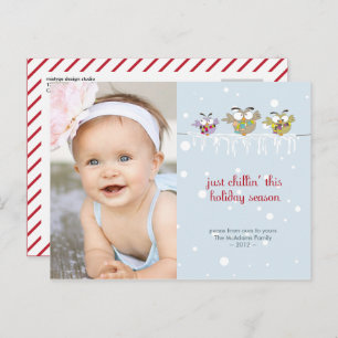 Chillin' Owls Foto Holiday Postcard Feiertagspostkarte