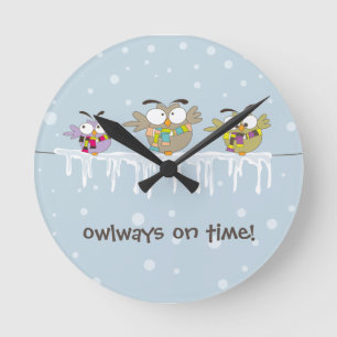 Chillin' Owls Wall Clock Runde Wanduhr