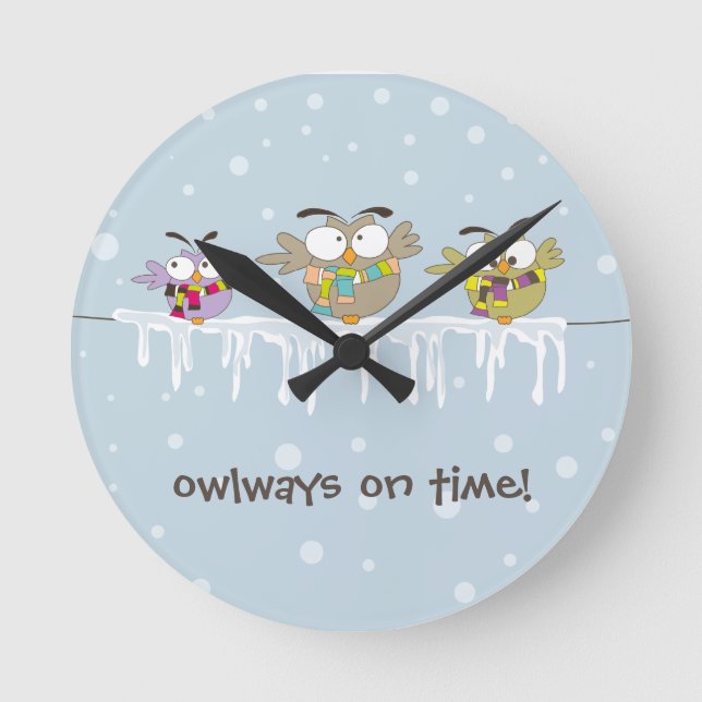 Chillin' Owls Wall Clock Runde Wanduhr (Vorderseite)