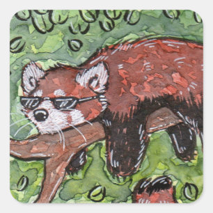 Chillin' Red Panda Quadratischer Aufkleber