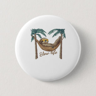 Chillin' Sloth in einem Hängematte Oversifizierter Button
