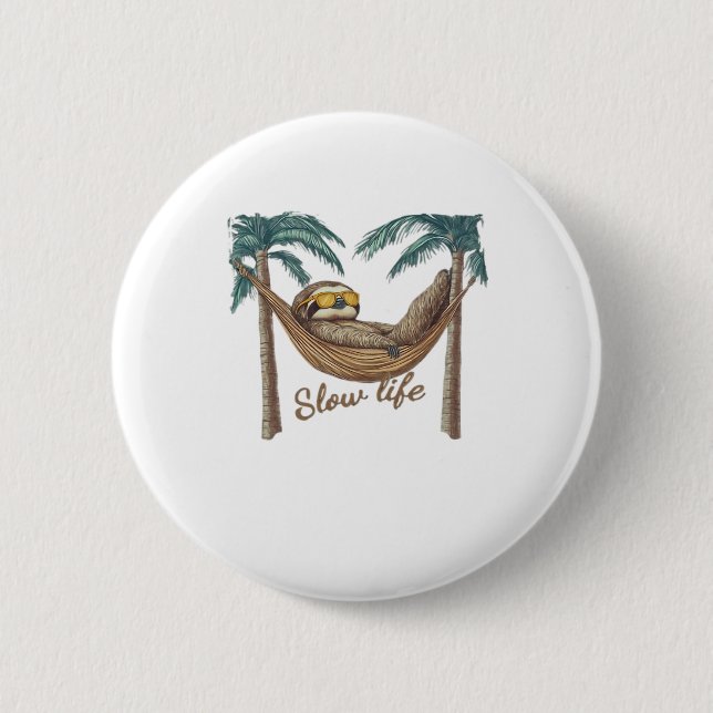 Chillin' Sloth in einem Hängematte Oversifizierter Button (Vorderseite)