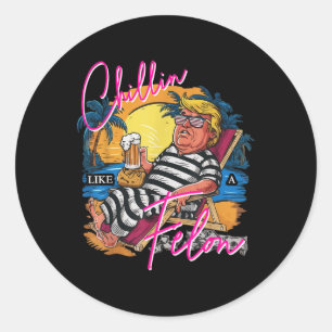 Chillin wie ein Felon Retro Pink Summer Beunny Fun Runder Aufkleber