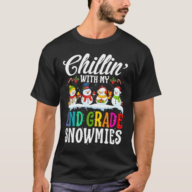 Chillin' With My 2nd Grade Snowmies Teacher Xmas T-Shirt (Vorderseite)