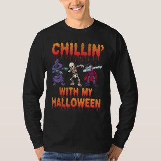 Chillin With My Halloween Dabbing Halloween Skelet T-Shirt