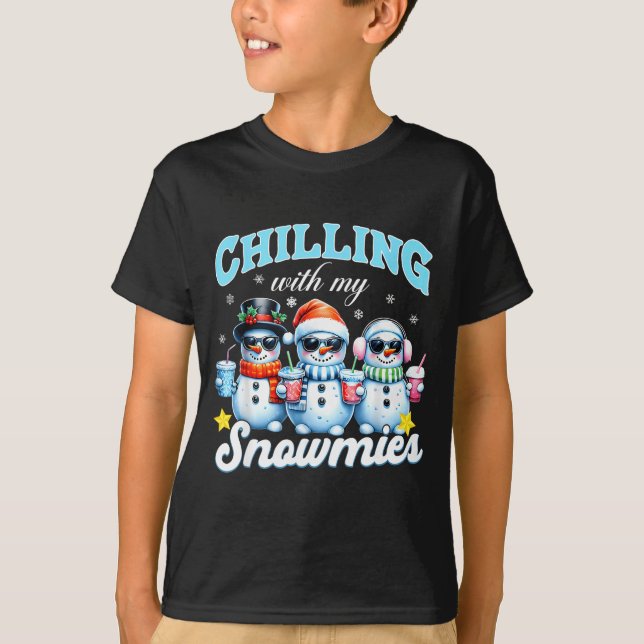 Chillin With My Snowmie Women Christmas Snowman Te T-Shirt (Vorderseite)