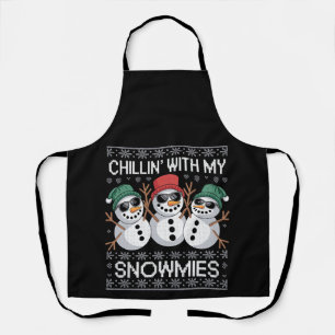 Chillin With My Snowmies Funny Ugly Christmas Schürze