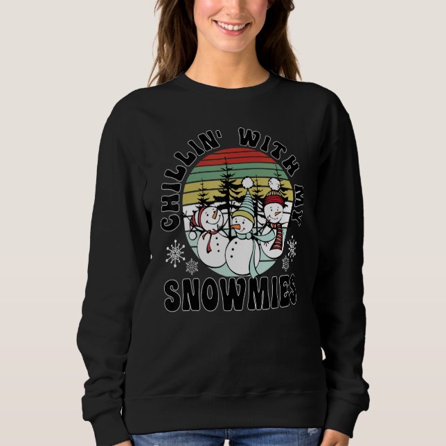 Chillin With My Snowmies Santa Snowman Scarf Light Sweatshirt (Vorderseite)