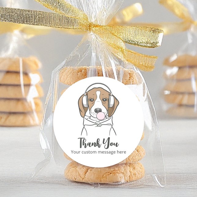 Chilling Beagle mit Bubblegum Funny Dog Vielen Dan Runder Aufkleber (Von Creator hochgeladen)