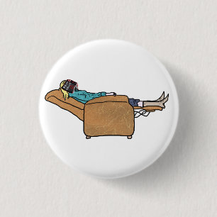 Chilling Funny Lockdown Book Reading Collage Art Button