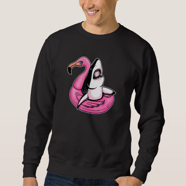 Chilling Shark Pool Flamingo Sad ästhetische Edgy  Sweatshirt (Vorderseite)
