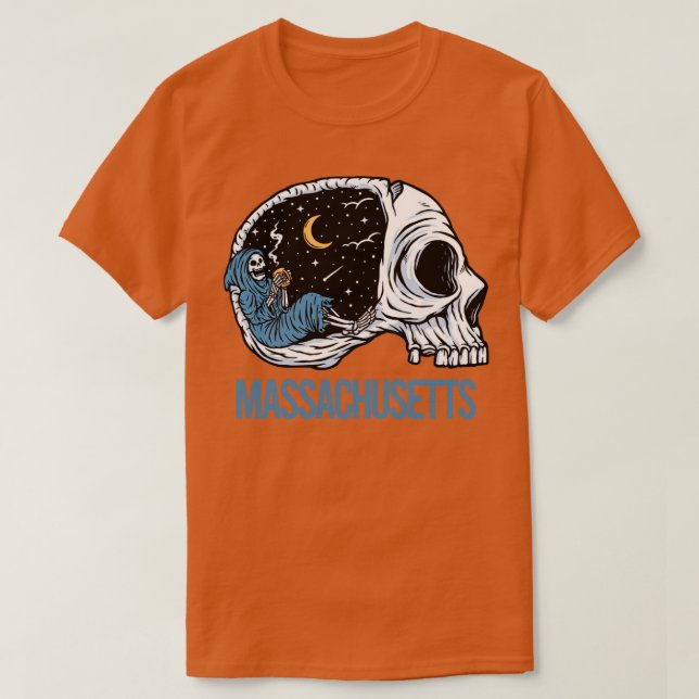 Chilling Skeleton Massachusetts T-Shirt (Design vorne)