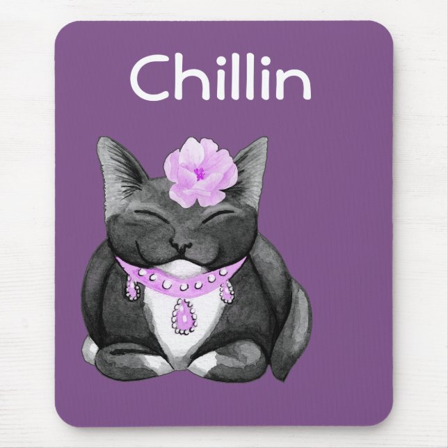 Chilling Tuxedo Cat Mousepad (Vorne)