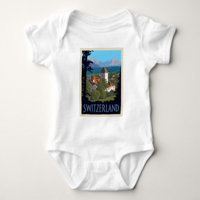 Chillon Castle | Schweiz Baby Strampler (Vorderseite)