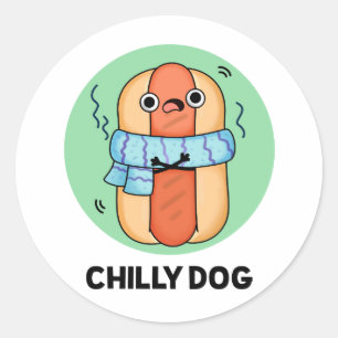 Chilly Hund Funny Chili Hot Dog Puff Runder Aufkleber