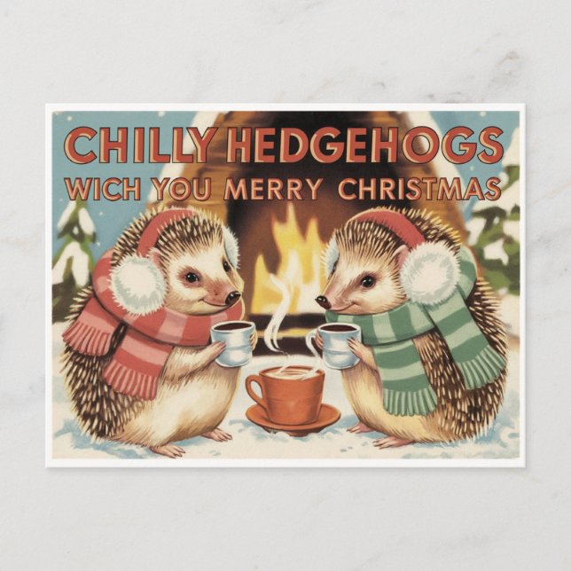 Chilly Igel Weihnachten Postkarte (Vorderseite)