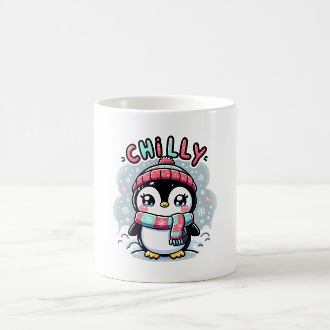 Chilly Penguin Snowy Scarf Hug Kaffeetasse (Mittel)