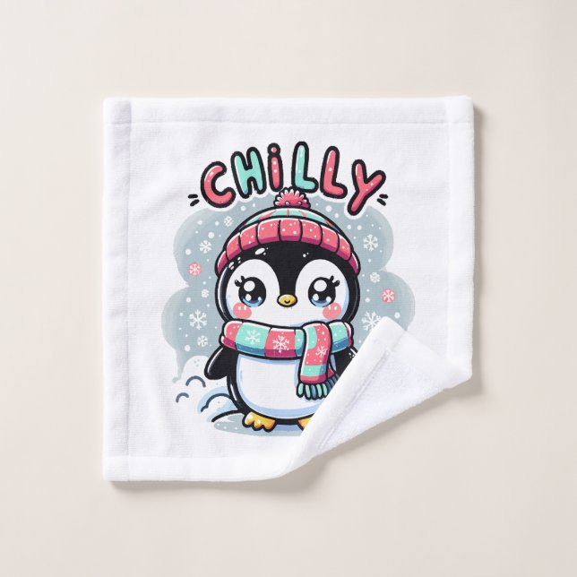 Chilly Penguin Snowy Scarf Hug Waschlappen (Waschlappen)