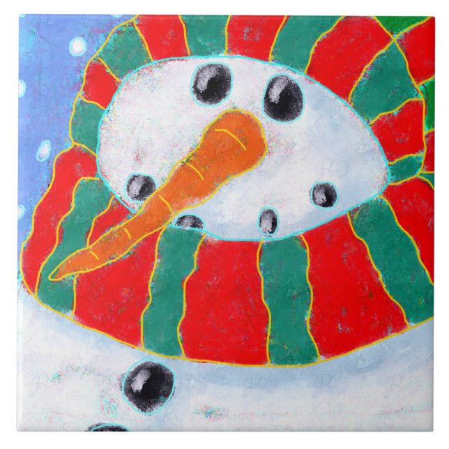 Chilly Snowman Abstrakt Art Fliese (Vorderseite)