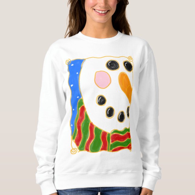Chilly Snowman Abstrakte Weihnachtskunst zu tragen Sweatshirt (Vorderseite)