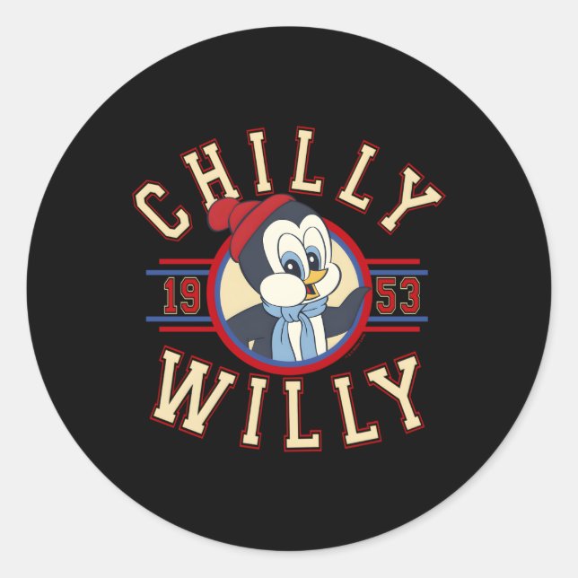 Chilly Willy 1953 Throwback Collegiate Runder Aufkleber (Vorderseite)