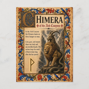 Chimäre, mittelalterliche Bestiarien-Kunst Postkarte